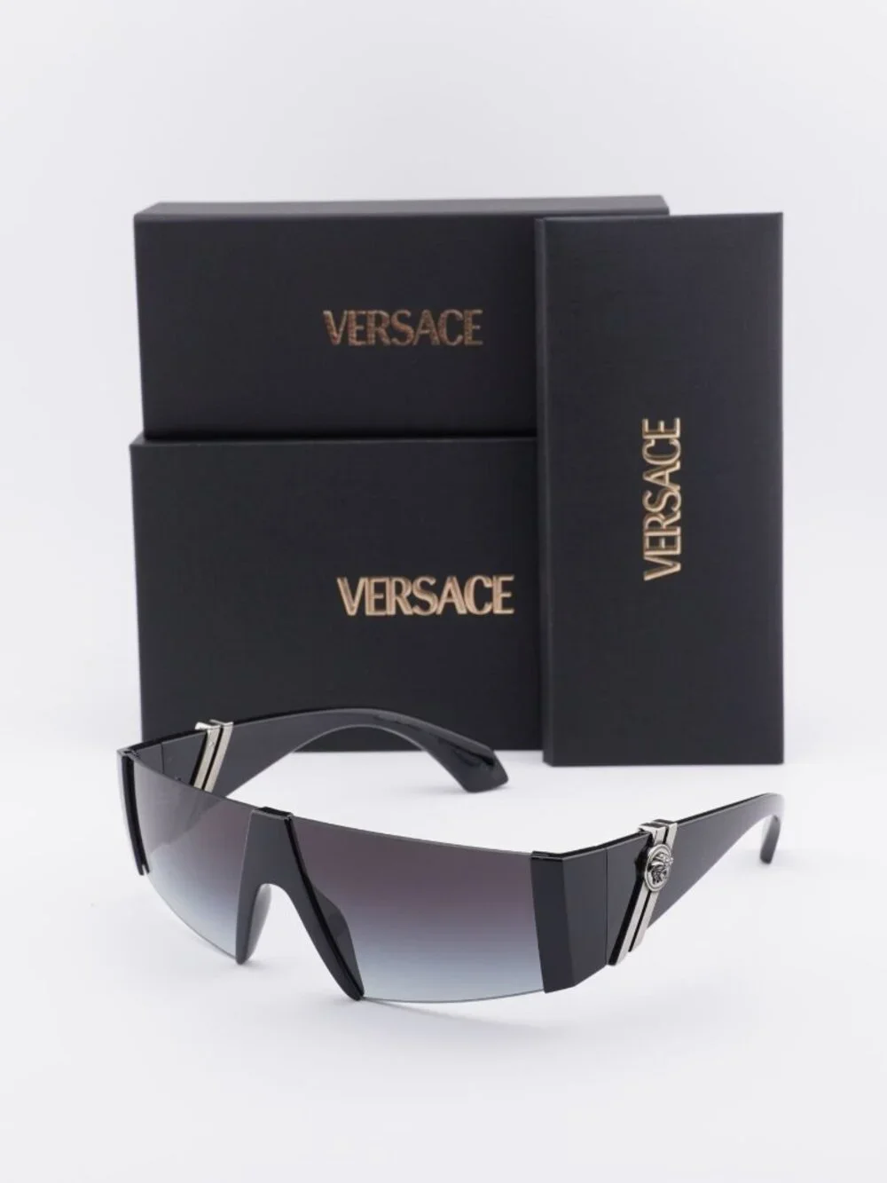 Versace VE4516 GB1/8G Shield Sunglasses – Black / Grey